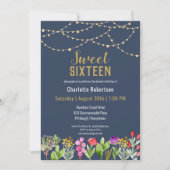 Modern Gold Glitter Sweet 16 Birthday Invitation (Front)