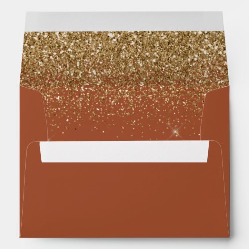 Modern Gold Glitter Terracotta Wedding Envelope