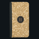 Modern Gold Glitter & Texture Print Wallet Phone Case For Samsung Galaxy S5<br><div class="desc">Elegant modern gold glitter and sparkles texture print. Black circle and custom monogram are optional.</div>