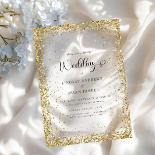 Modern Gold Glitter Wedding Acrylic Invitations