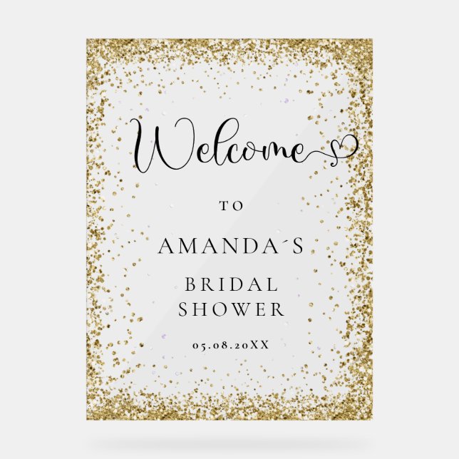 Modern, Gold-Glitter, Welcome Acrylic Sign