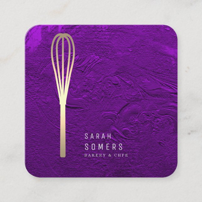 Modern Gold Glitter Whisk Bakery Business Card (Front)