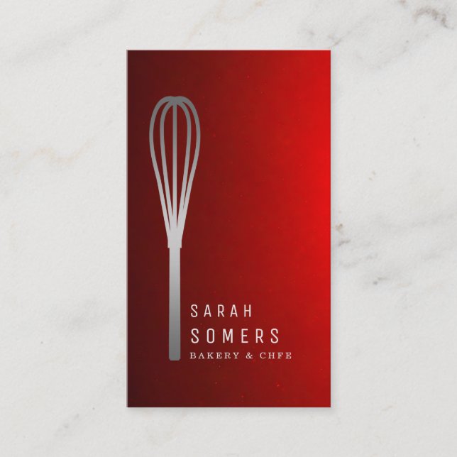 Modern Gold Glitter Whisk Bakery Business Card (Front)