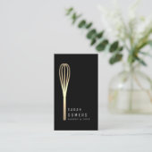 Modern Gold Glitter Whisk Bakery Business Card (Standing Front)