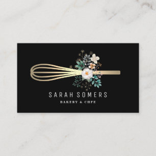 Modern Gold Glitter Whisk Bakery Business Card