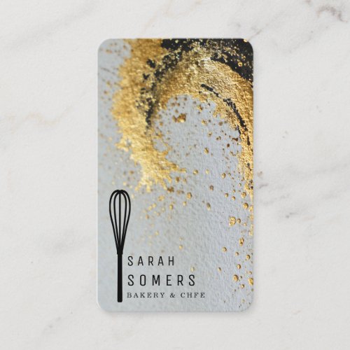 Modern Gold Glitter Whisk Bakery Business Card