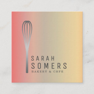 Modern Gold Glitter Whisk Bakery Square Business Card
