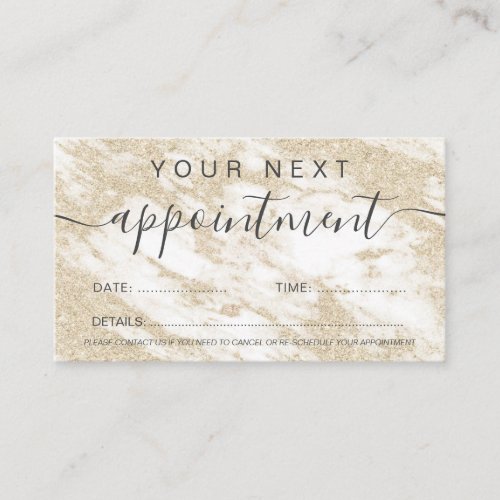 Modern gold glitter white marble professional appointment card