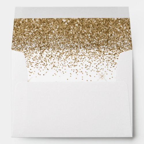 Modern Gold Glitter White Wedding Envelope