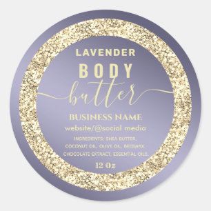 Modern gold glittery  script body butter label