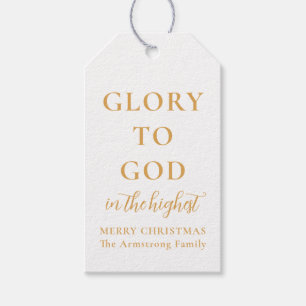 Modern Gold Glory to God Religious Christmas Gift Tags