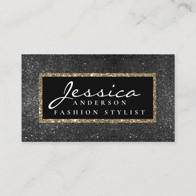 Modern Gold golden Glitter stylish business card (Front)