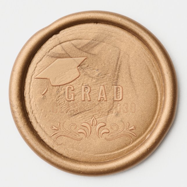 Modern Gold Grad Cap Graduation  Wax Seal Sticker (Front)