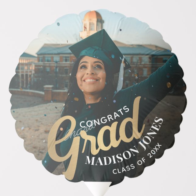 Modern Gold Grad Photo Graduation Balloon (Front)