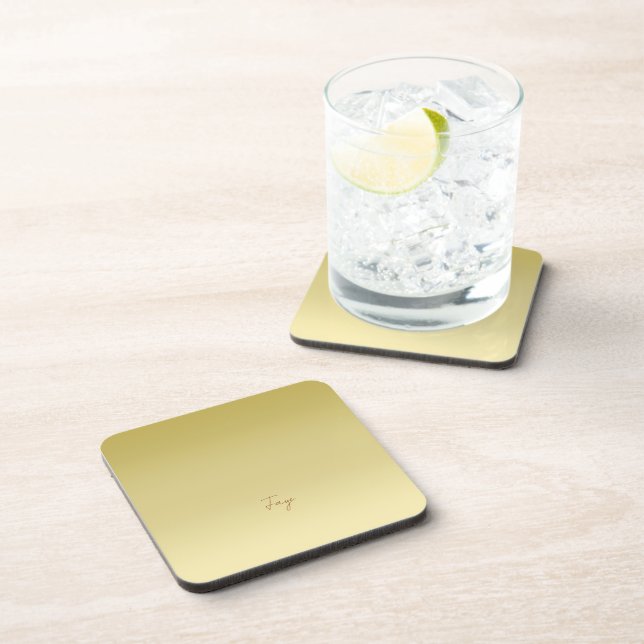 Modern gold gradient Luxury typography name Beverage Coaster (Right Side)