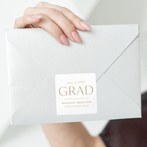 Modern Gold Graduation Square Sticker