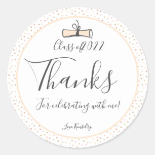 Modern Gold Graduation Thank You Classic Round Sticker