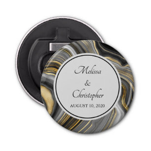 Modern Gold & Gray Agate Geode Bottle Opener