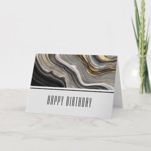Modern Gold  Gray Agate Geode Gemstone Birthday Card