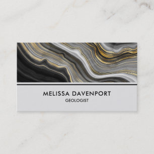Modern Gold & Gray Agate Geode Gemstone Business Card