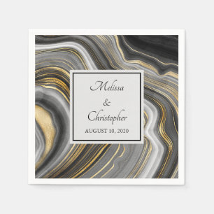 Modern Gold & Gray Agate Geode Gemstone Napkins