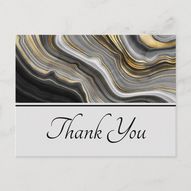 Modern Gold & Gray Agate Geode Gemstone Thank You Postcard (Front)