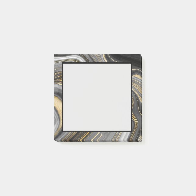Modern Gold & Gray Agate Geode Mineral Abstract Post-it Notes (Front)