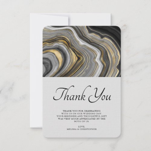 Modern Gold  Gray Agate Geode Pattern Thank You