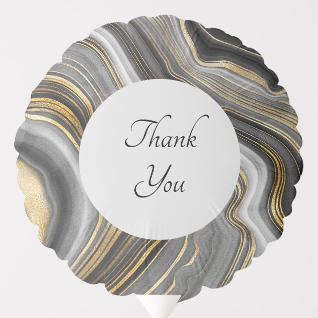 Modern Gold & Gray Agate Geode Thank You Balloon (Front)