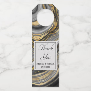 Modern Gold & Gray Agate Geode Wedding Bottle Hanger Tag