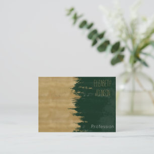 Modern Gold Green Brushstrokes Abstract Painting Business Card