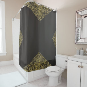 Modern Gold & Grey Chic Shower Curtain