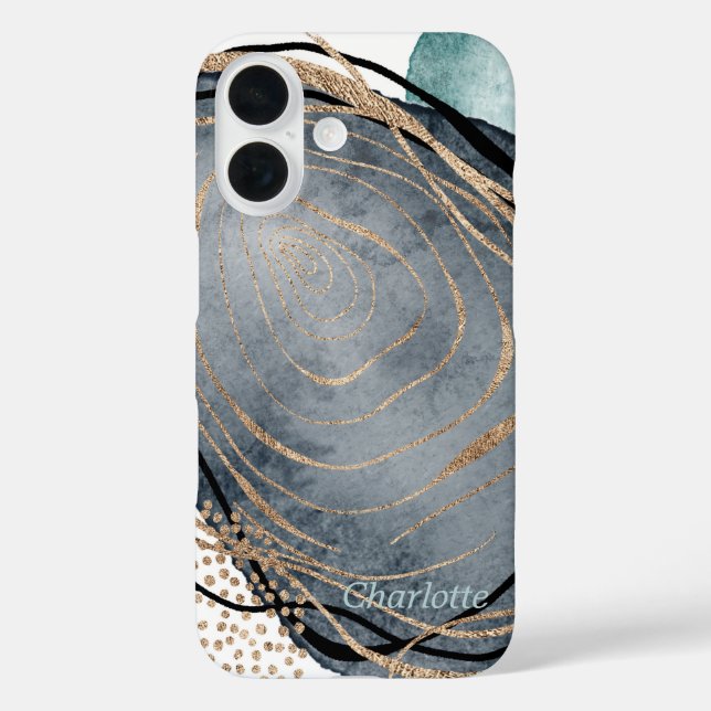 Modern gold grey green faux glitter marble Case-Mate iPhone case (Back)