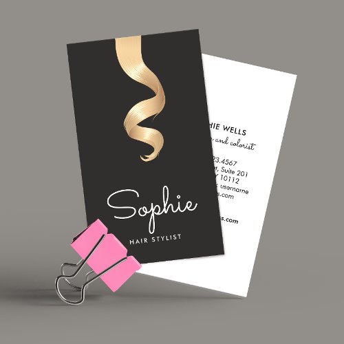 Modern  Gold Hair Curl Salon Hair Stylist Salon Business Card