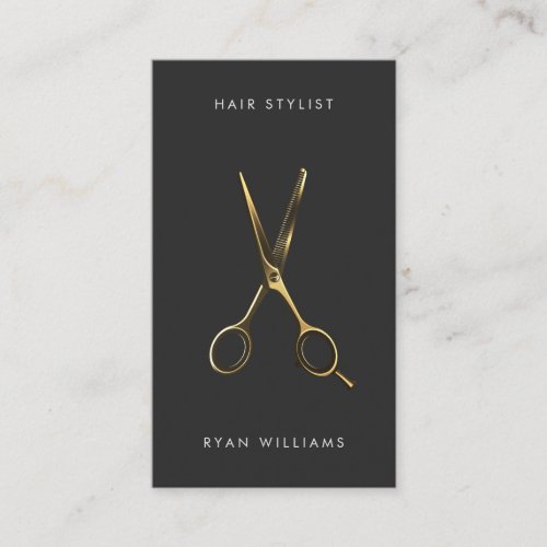 Modern gold hair stylist salon scissor minimalist business card