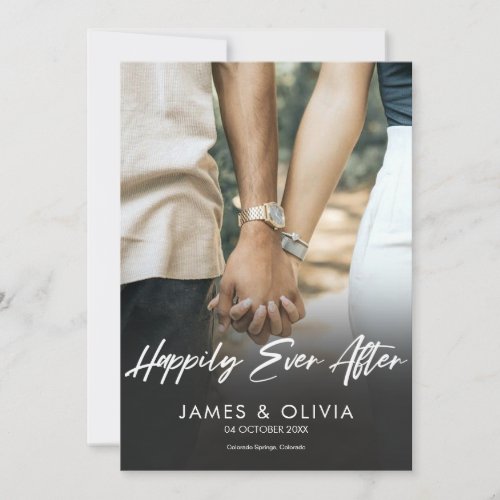 Modern Gold Hand_Lettered Photo Happily Ever After Save The Date