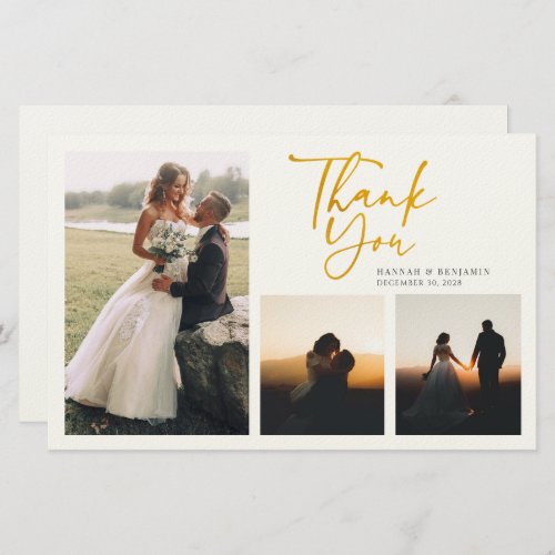 Modern Gold Hand_Lettered Wedding Thank You Card