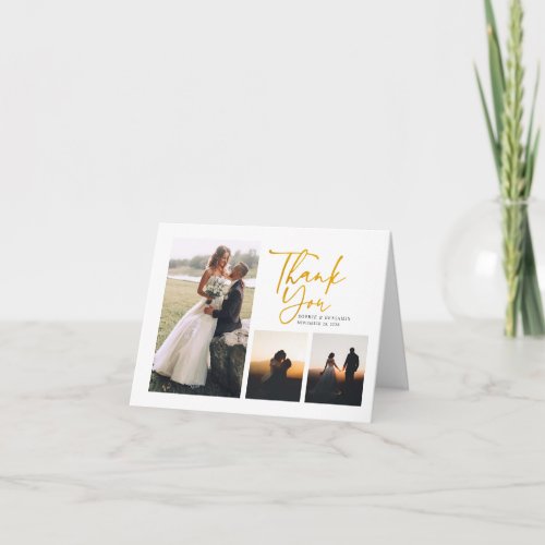 Modern Gold Hand_Lettered Wedding Thank You Card