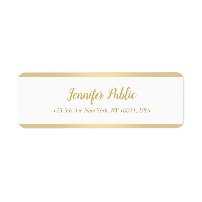 Modern Gold Hand Script Simple Elegant Template Label (Front)