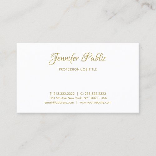 Modern Gold Handwritten Name Minimalist Template Business Card