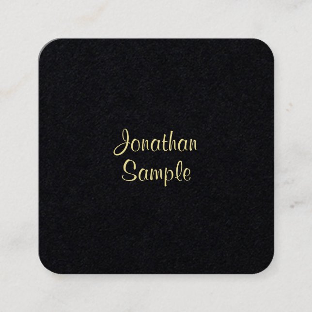 Modern Gold Handwritten Script Elegant Luxurious Square Business Card (Front)