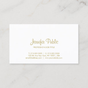 Modern Gold Handwritten Script Minimalist Plain Business Card