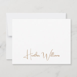 Modern Gold Handwritten Script Name Note Card