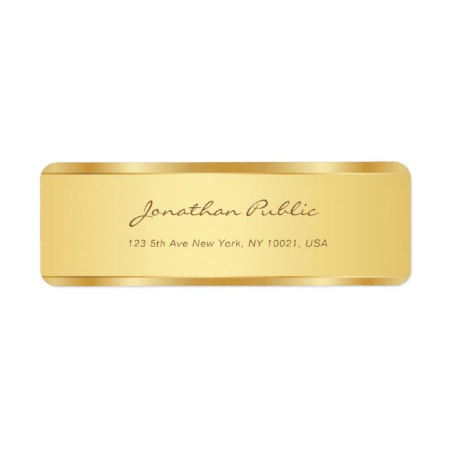 Modern Gold Handwritten Script Text Template Chic Label (Front)