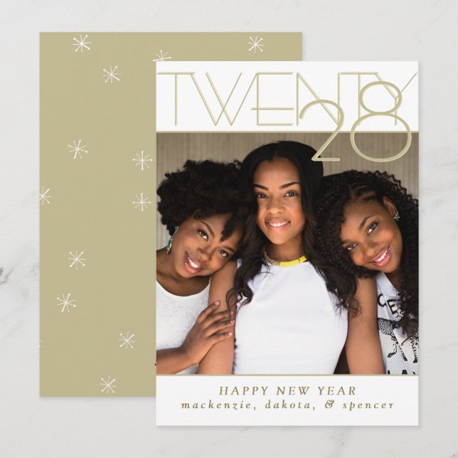 Modern Gold Happy New Years | Classic Custom Photo Holiday Card (Front/Back)