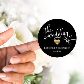Modern Gold Heart Black White The Wedding Of Seals by UniqueWeddingShop at Zazzle