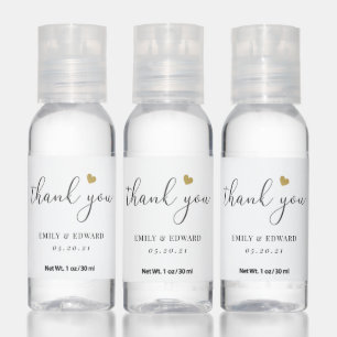 Modern Gold Heart Bridal Shower Wedding Favor Hand Sanitizer