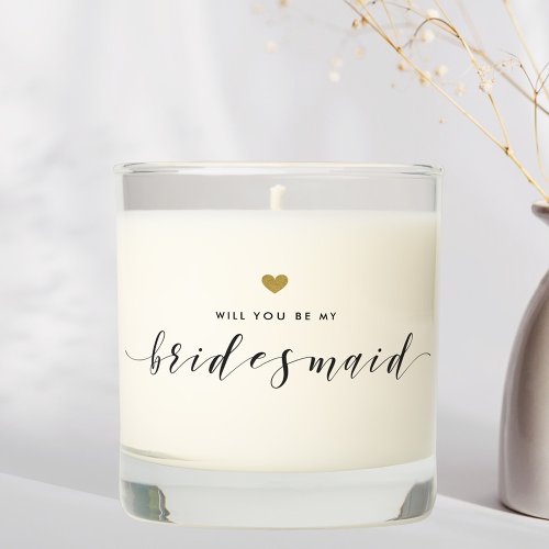 Modern Gold Heart Bridesmaid Proposal Scented Candle