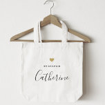 Modern Gold Heart Bridesmaid Tote Bag<br><div class="desc">Custom-designed tote bag for your bridesmaid featuring personalized name in modern hand calligraphy with gold heart design.</div>