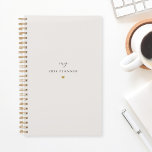 Modern Gold Heart Custom Name and Year 2024 Planner<br><div class="desc">Custom-designed planner notebook featuring simple modern gold heart design on soft neutral color background.</div>